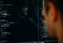 person facing computer desktop