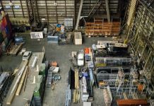 aerial photo of gray metal parts